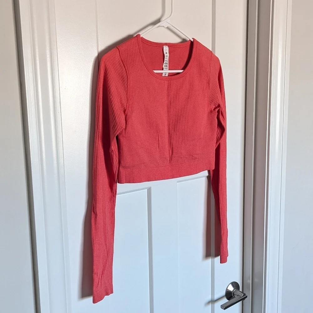 Lululemon Ebb To Street Long Sleeve Crop - Coral sz 8